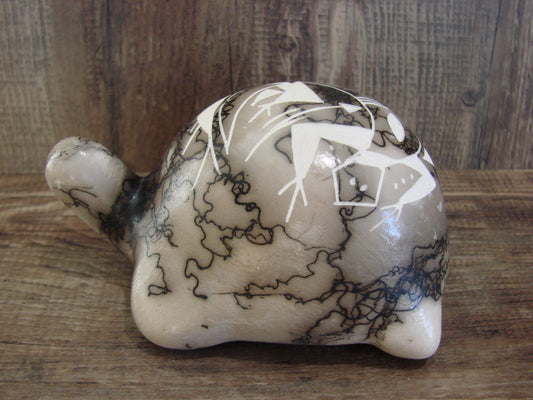Native American Navajo Indian Pottery Horse Hair Turtle Sculpture by Vail