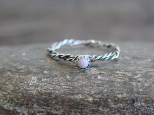 Native American Sterling Silver Pink Shell Ring Size 7 - Bitsie