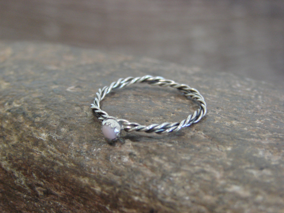 Native American Sterling Silver Pink Shell Ring Size 7 - Bitsie