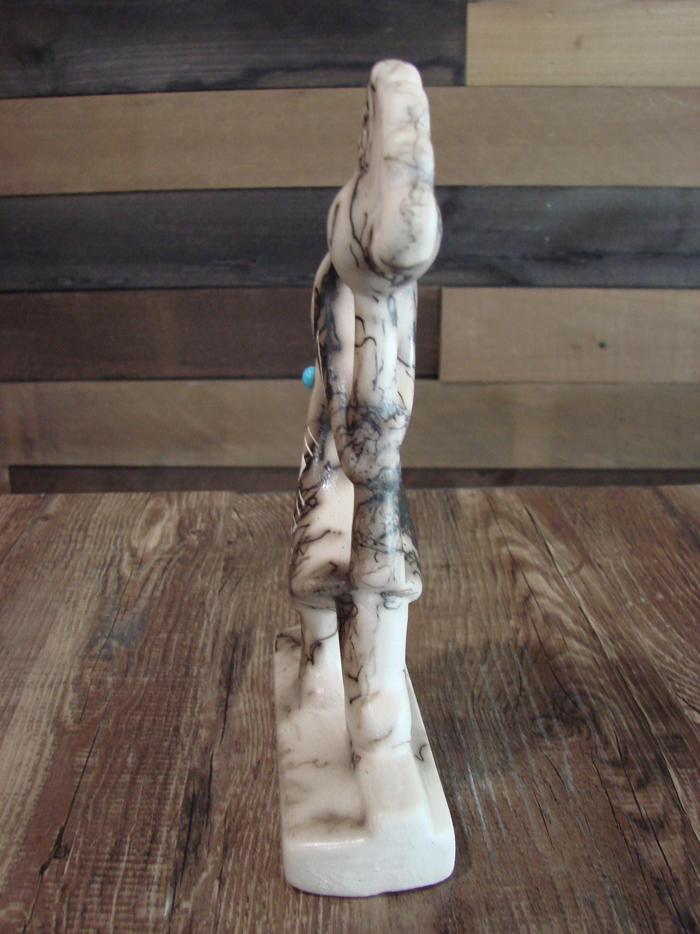 Native American Pottery Horse Hair Kokopelli Sculpture by Vail