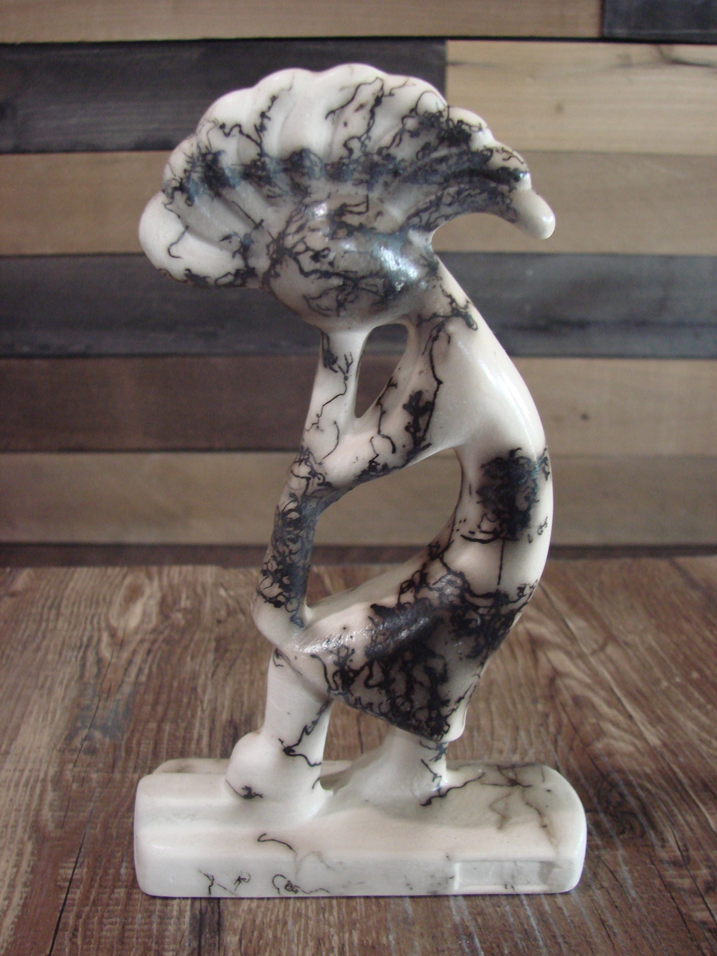 Native American Pottery Horse Hair Kokopelli Sculpture by Vail