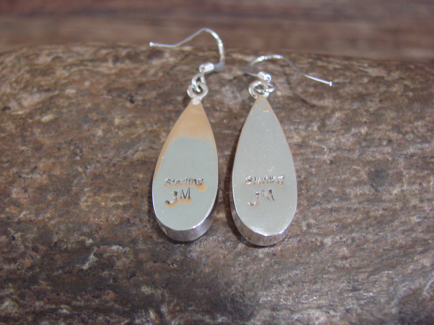 Native American Sterling Silver & Spiny Oyster Inlay Dangle Earrings by Manygoats