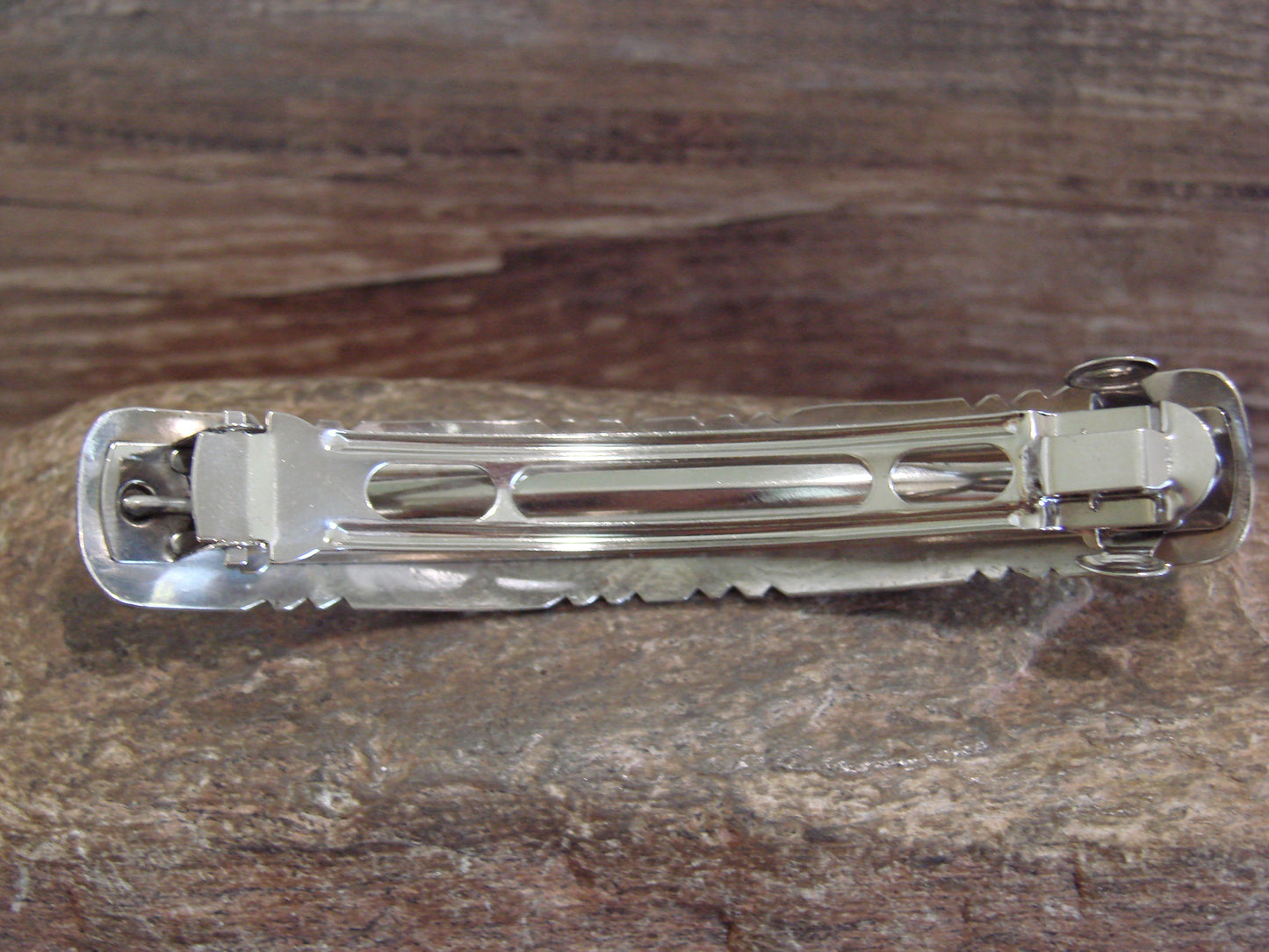 Native American Sterling Silver Turquoise & Coral Hair Barrette by Begay