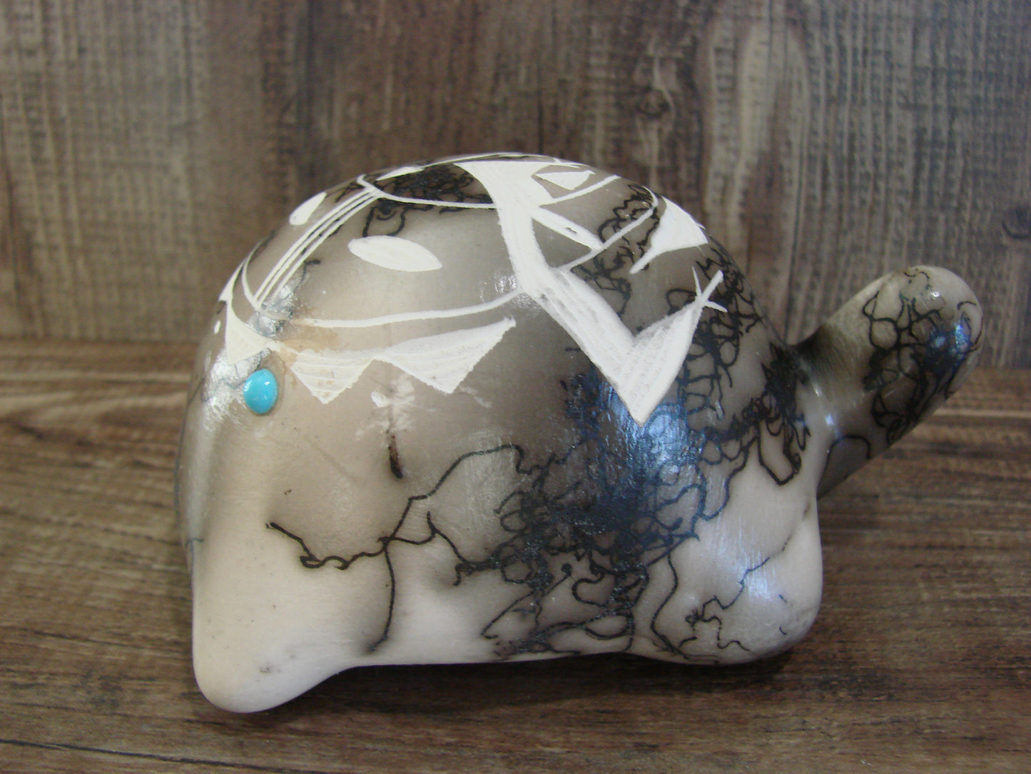 Native American Navajo Indian Pottery Horse Hair Turtle Sculpture by Vail