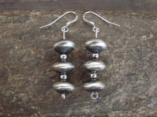 Native American Sterling Silver Navajo Pearl Dangle Earrings by Nez
