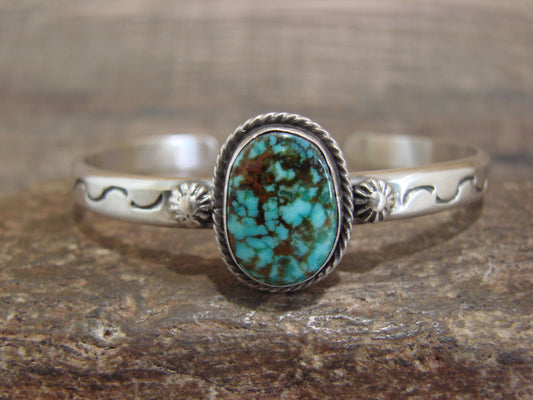 Native American Sterling Silver & Sonoran Turquoise Bracelet Signed SY
