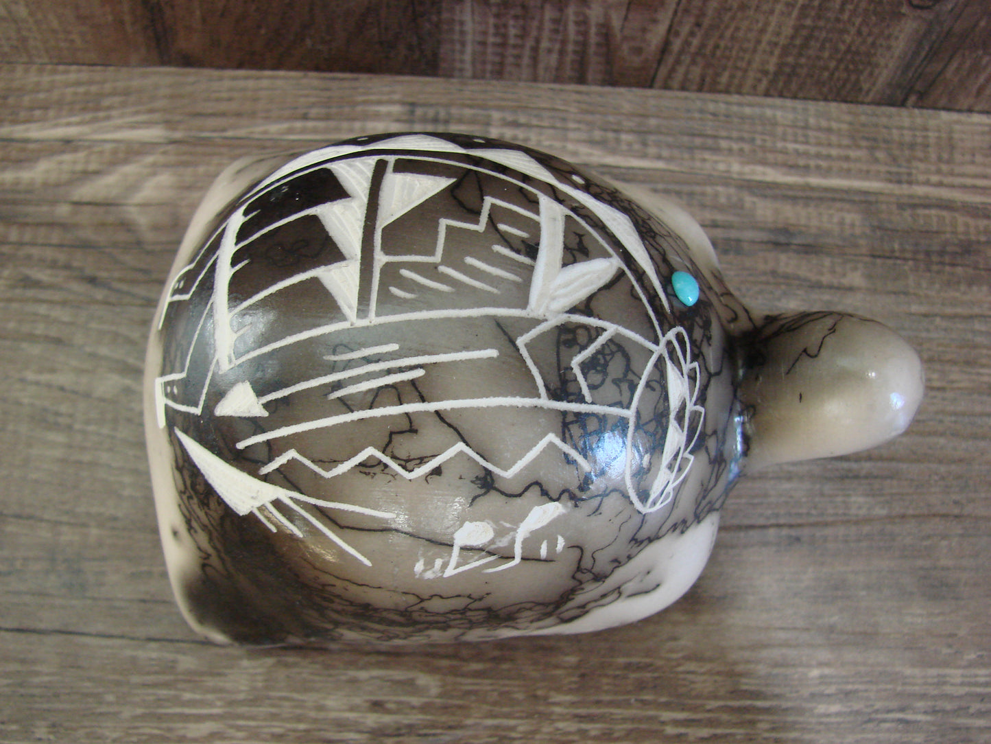 Native American Navajo Indian Pottery Horse Hair Turtle Sculpture by Vail