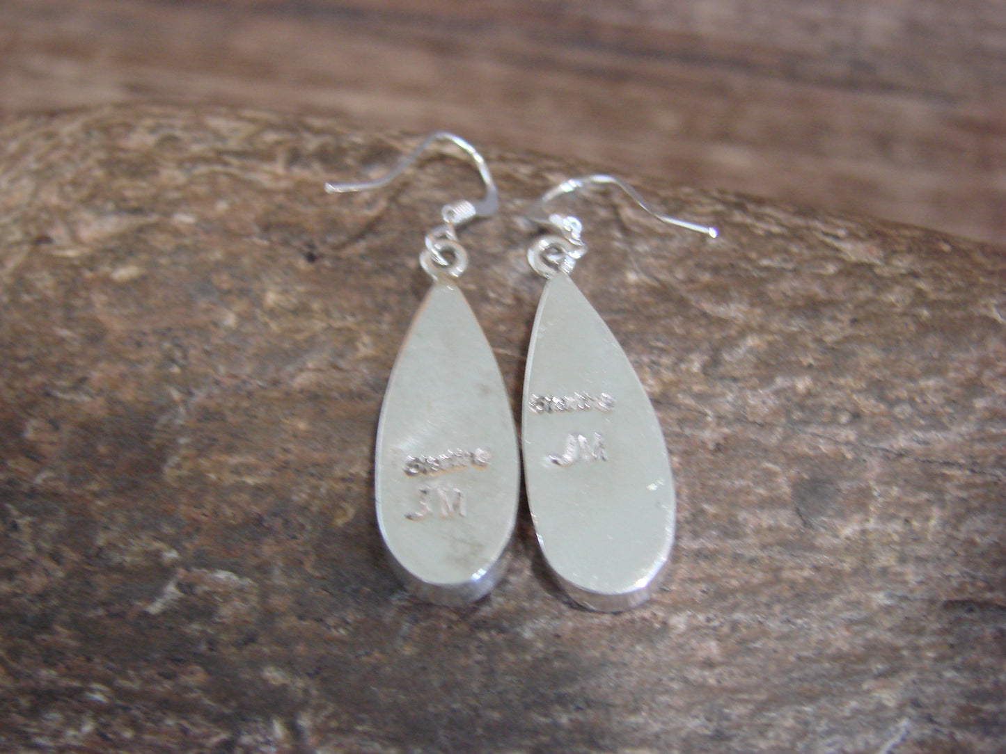 Native American Sterling Silver & Spiny Oyster Inlay Dangle Earrings by Manygoats