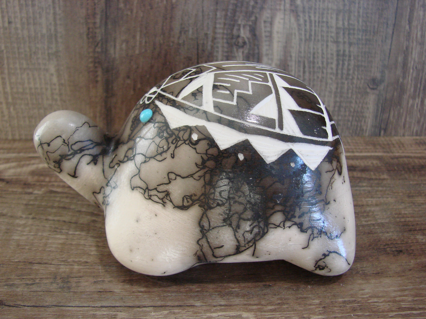 Native American Navajo Indian Pottery Horse Hair Turtle Sculpture by Vail