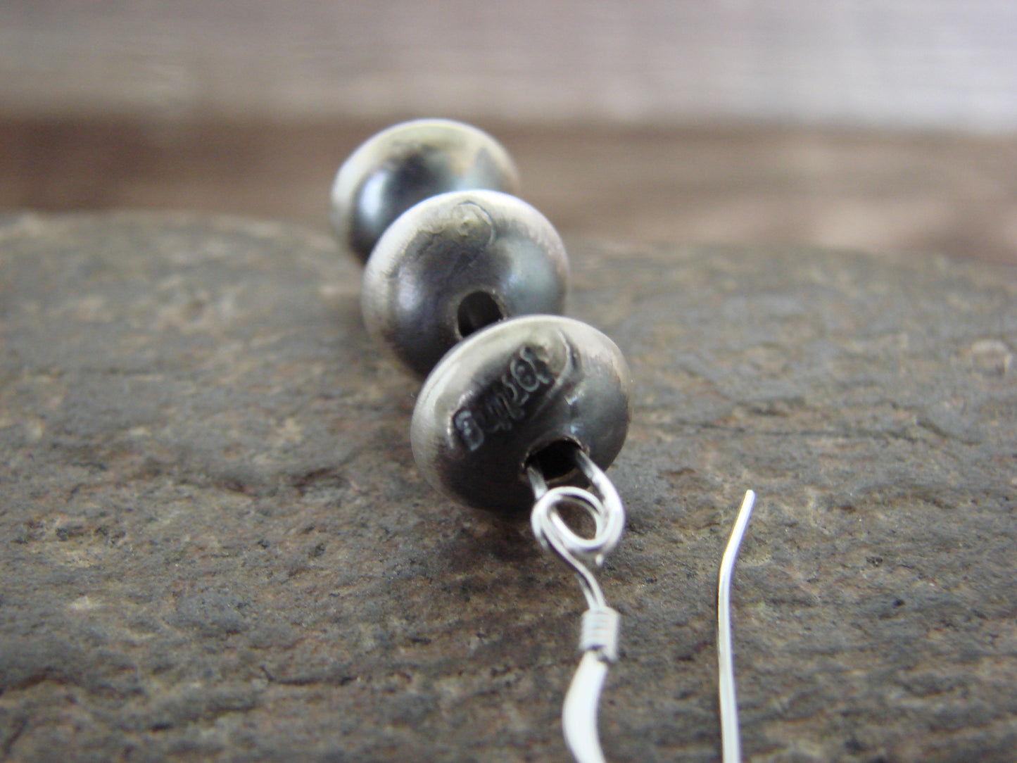 Native American Sterling Silver Navajo Pearl Dangle Earrings by Nez