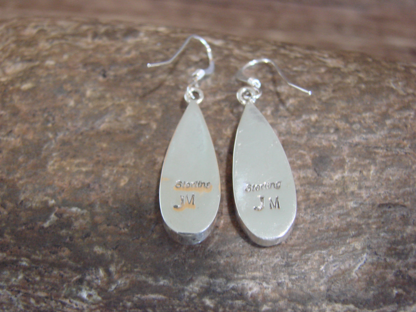 Native American Sterling Silver & Spiny Oyster Inlay Dangle Earrings by Manygoats