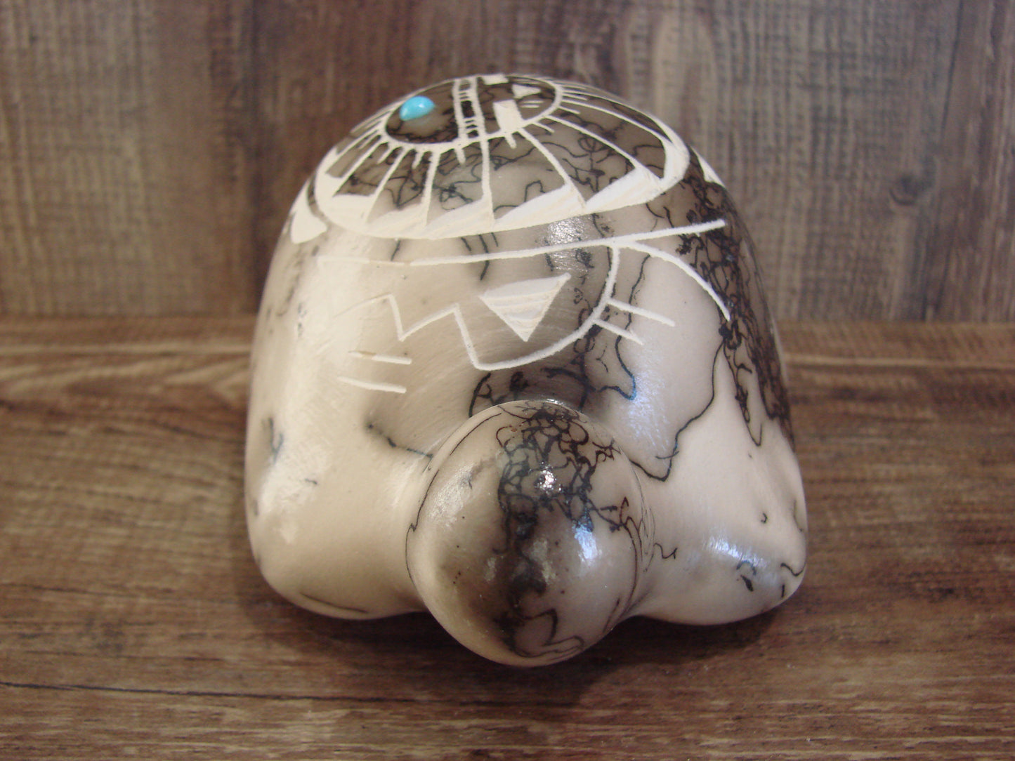 Native American Navajo Indian Pottery Horse Hair Turtle Sculpture by Vail