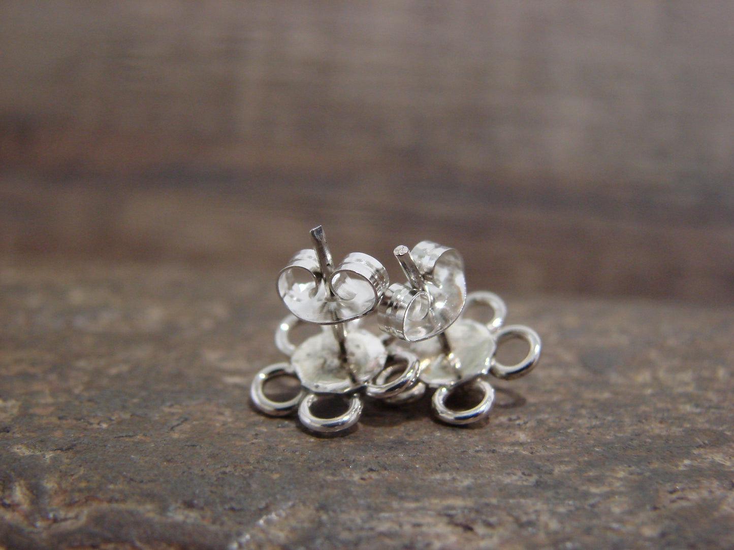 Native American Sterling Silver & Yellow Opal Floral Stud Post Earrings by Yatsattie
