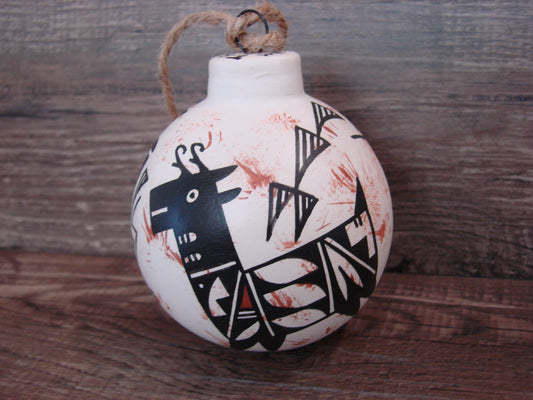 Native American Acoma Indian Hand Painted Fine Line Ornament by T. Sal