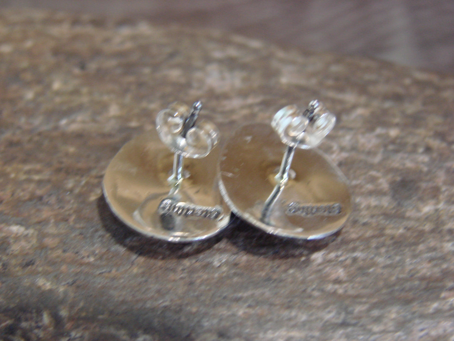 Native American Sterling Silver & Malachite Bear Paw Stud Post Earrings - Parker