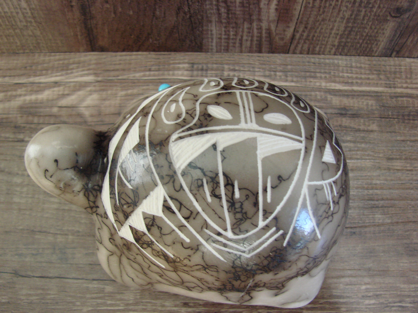 Native American Navajo Indian Pottery Horse Hair Turtle Sculpture by Vail