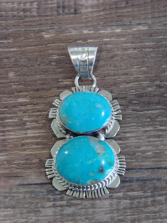 Native American Sterling Silver & Turquoise Pendant by Delgarito