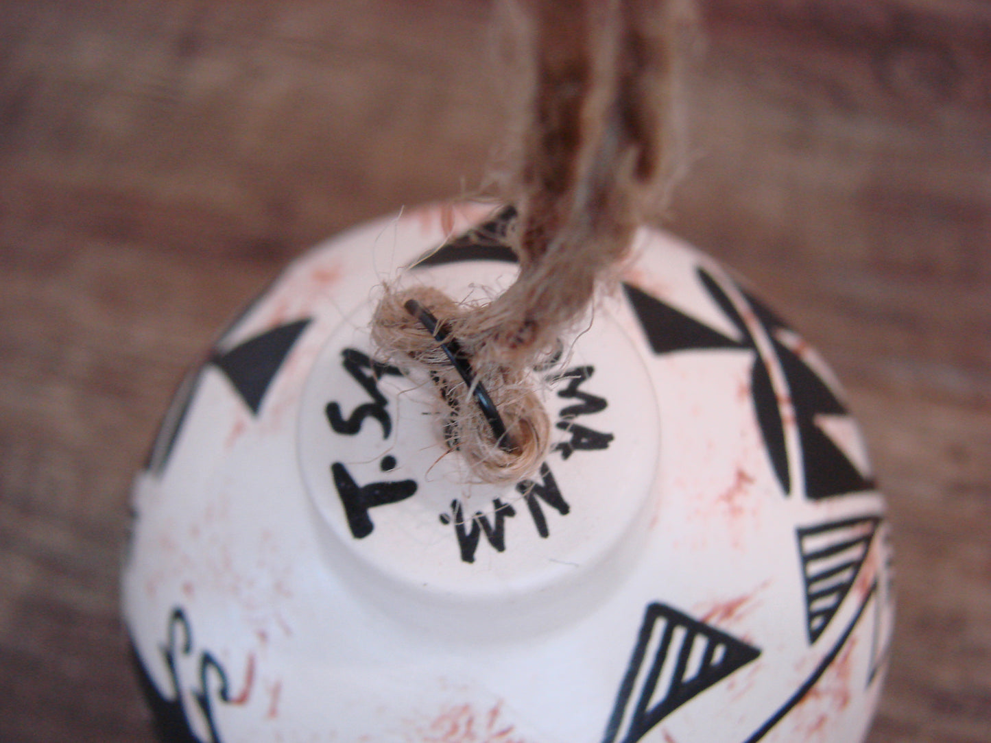Native American Acoma Indian Hand Painted Fine Line Ornament by T. Sal