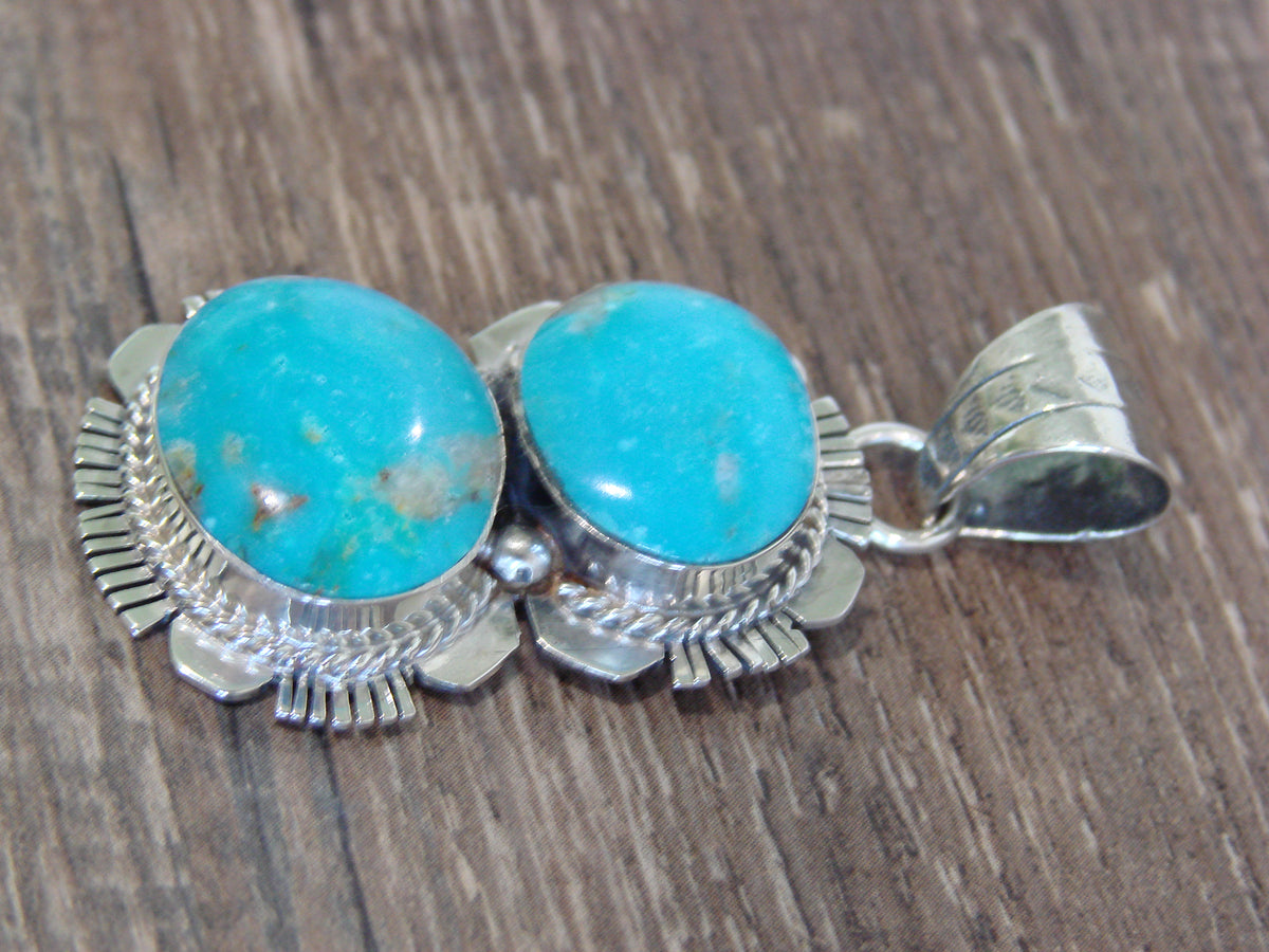 Native American Sterling Silver & Turquoise Pendant by Delgarito