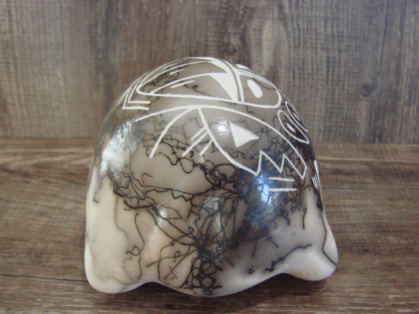 Native American Navajo Indian Pottery Horse Hair Turtle Sculpture by Vail