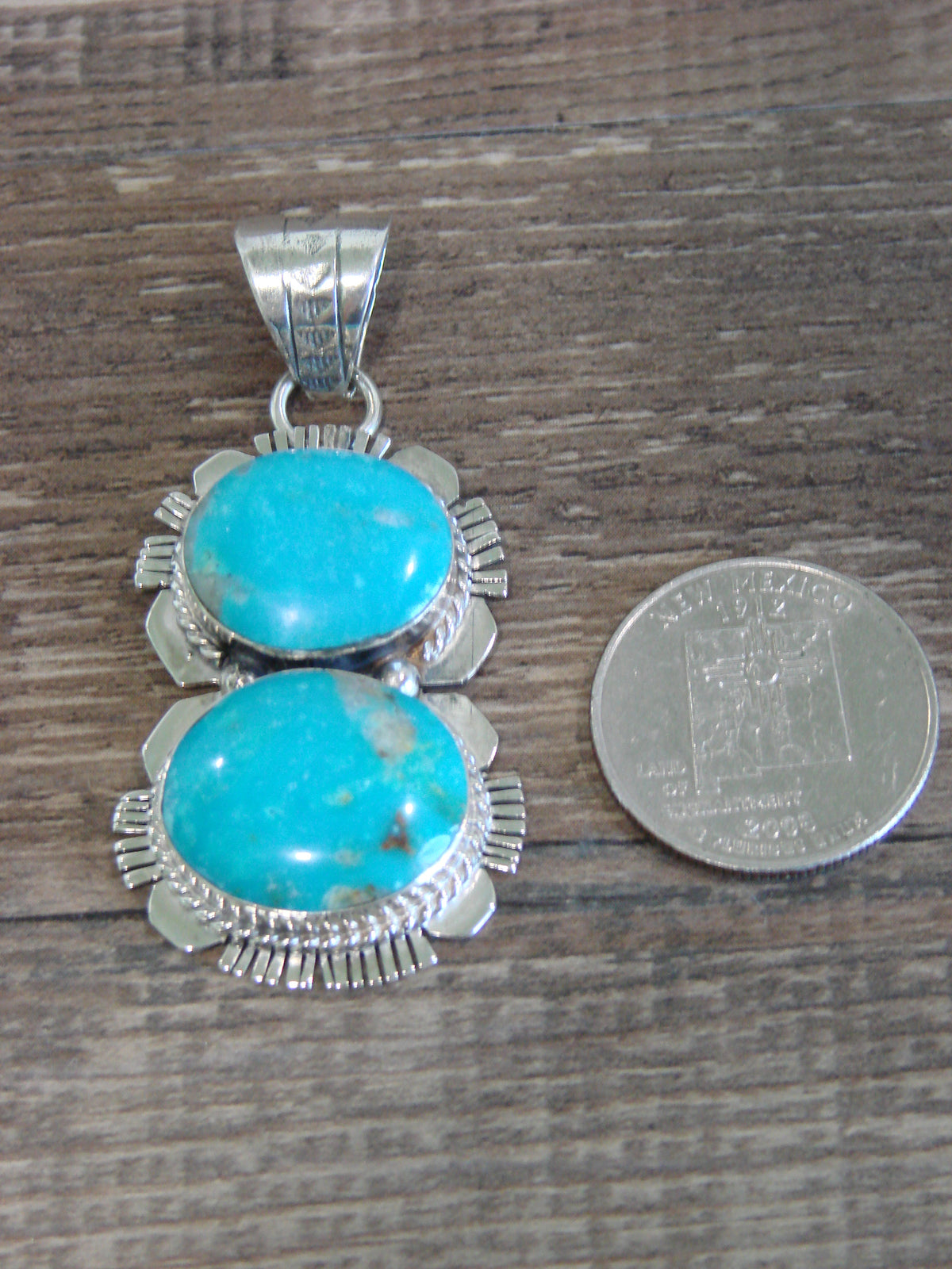 Native American Sterling Silver & Turquoise Pendant by Delgarito