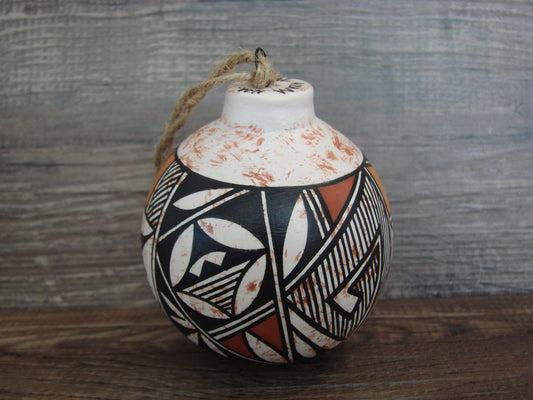 Native American Acoma Indian Hand Painted Fine Line Ornament by T. Sal