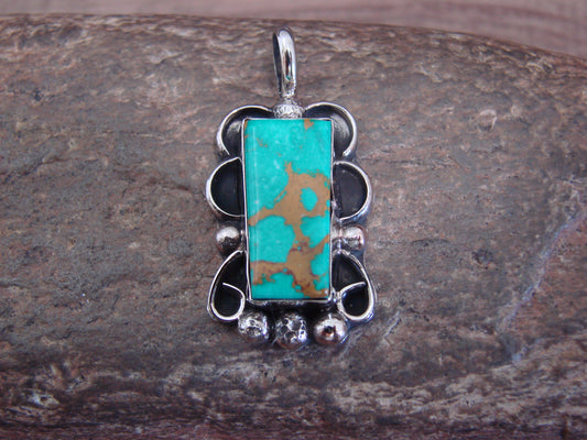 Native American Nickel Silver & Turquoise Howlite Pendant - Cleveland