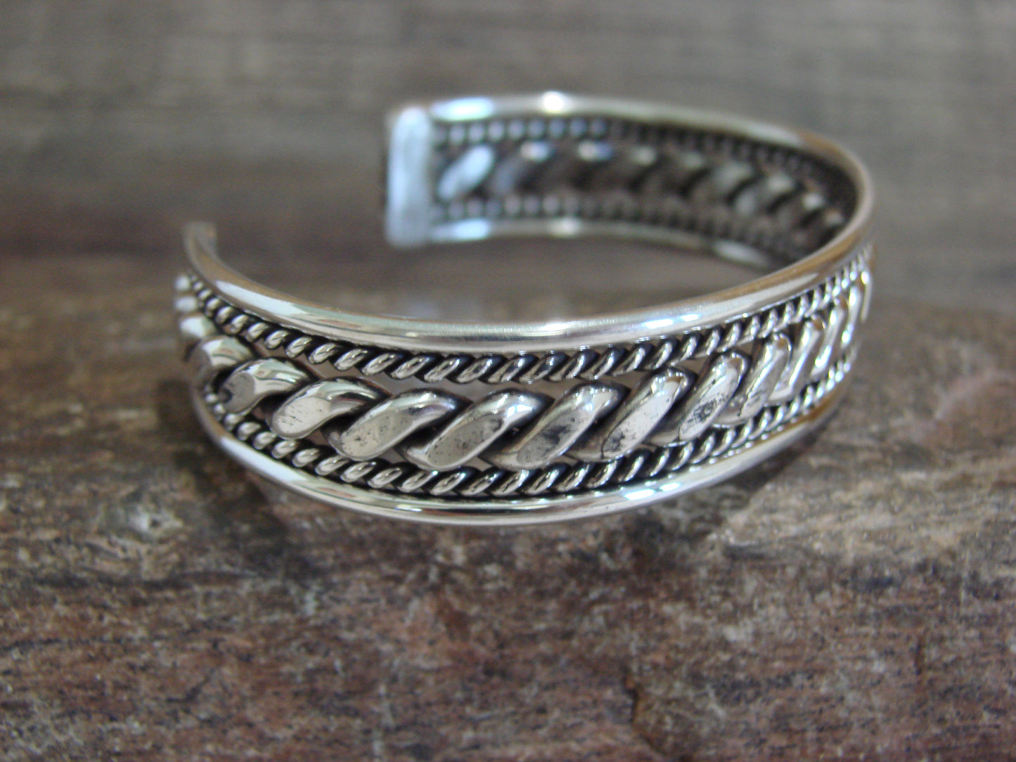 Native American Twisted Sterling Silver Bracelet Cuff by Tahe