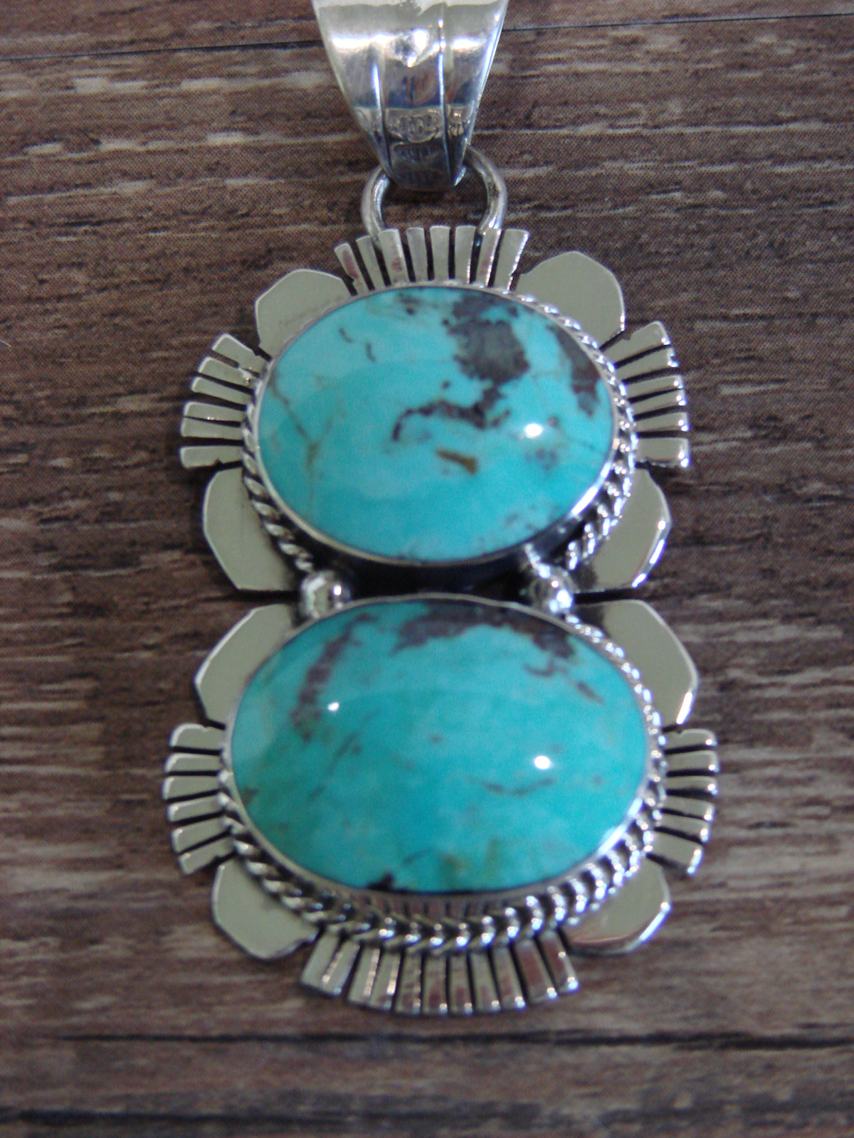 Native American Sterling Silver & Turquoise Pendant by Delgarito