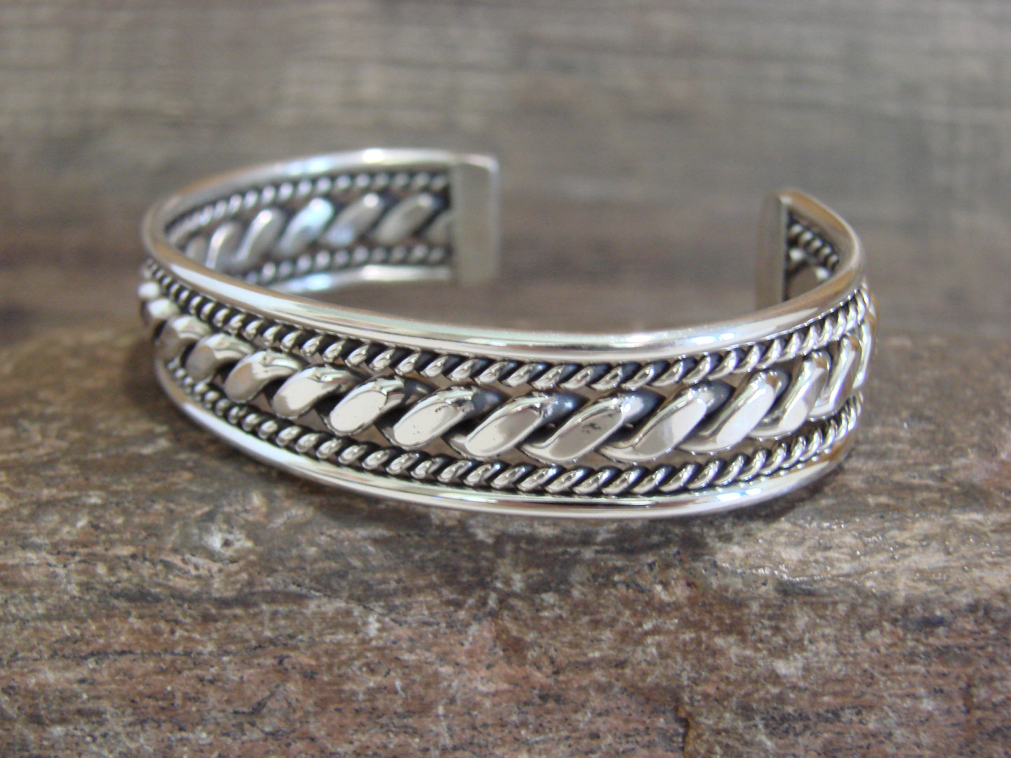 Native American Twisted Sterling Silver Bracelet Cuff by Tahe