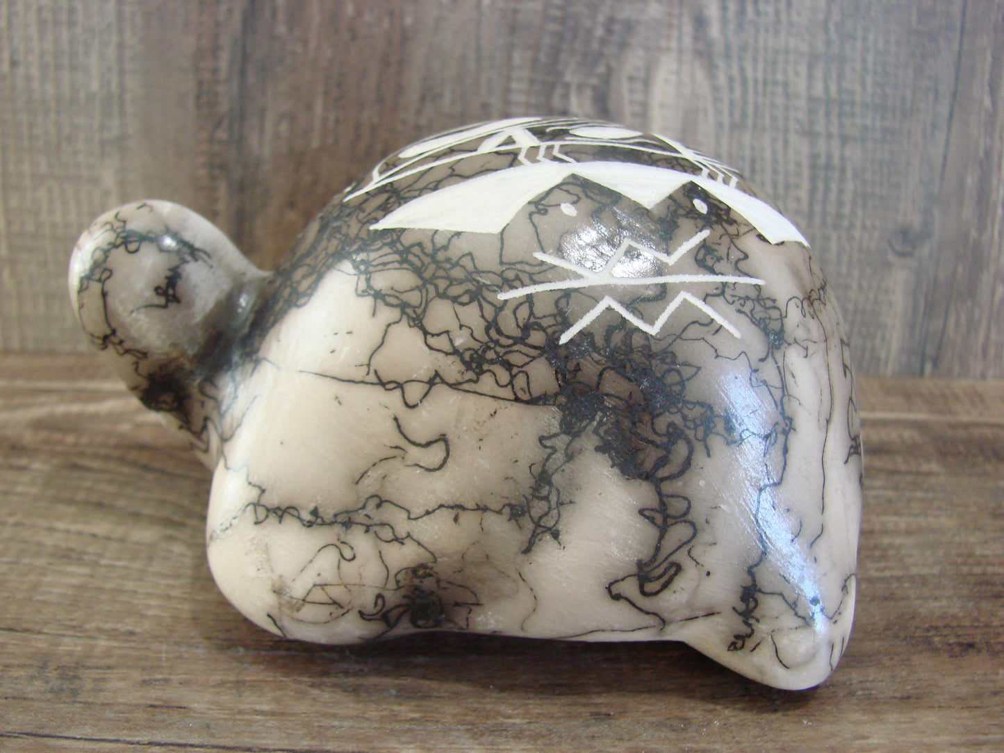 Native American Navajo Indian Pottery Horse Hair Turtle Sculpture by Vail