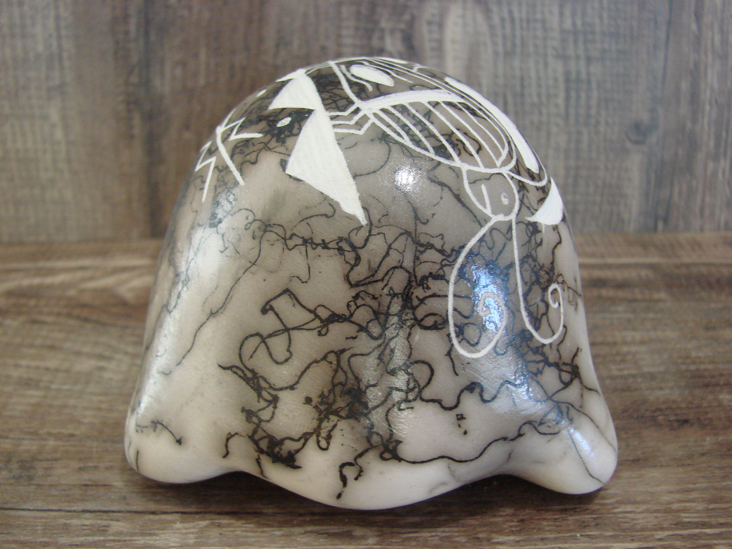 Native American Navajo Indian Pottery Horse Hair Turtle Sculpture by Vail