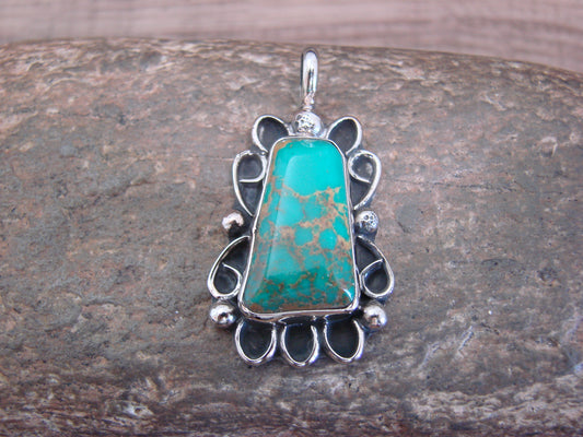 Native American Nickel Silver & Turquoise Howlite Pendant - Cleveland