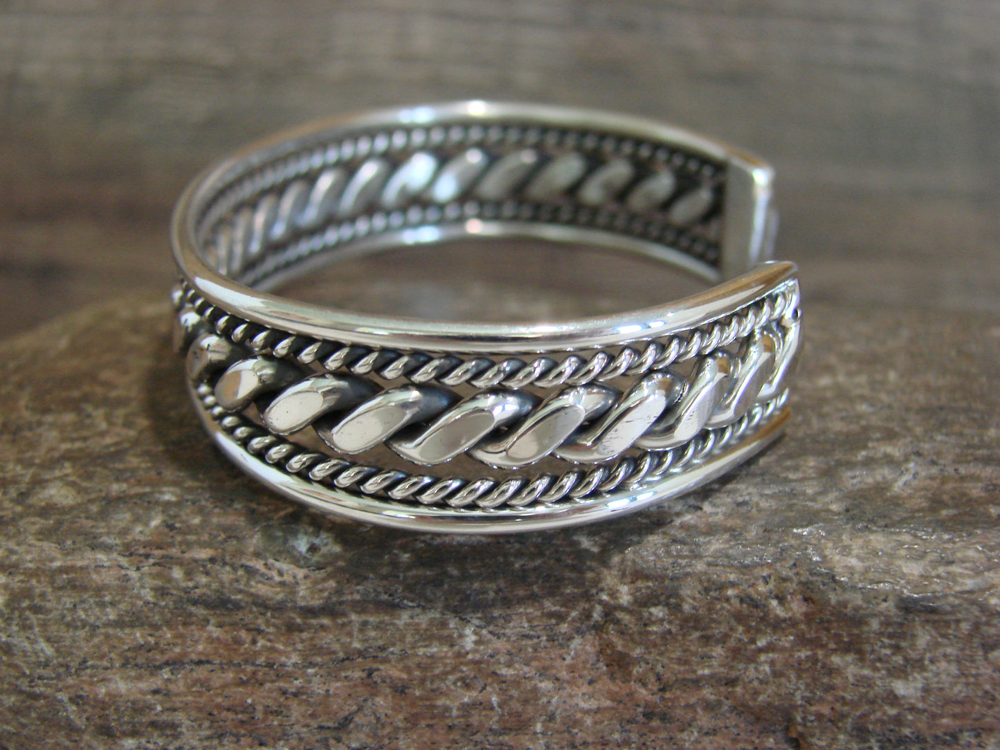 Native American Twisted Sterling Silver Bracelet Cuff by Tahe