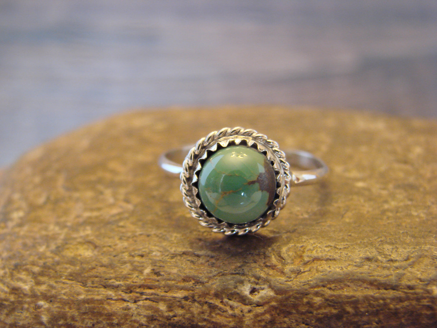 Native American Sterling Silver & Turquoise Ring by White - Size 6.5