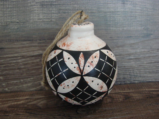 Native American Acoma Indian Hand Painted Fine Line Ornament by T. Sal