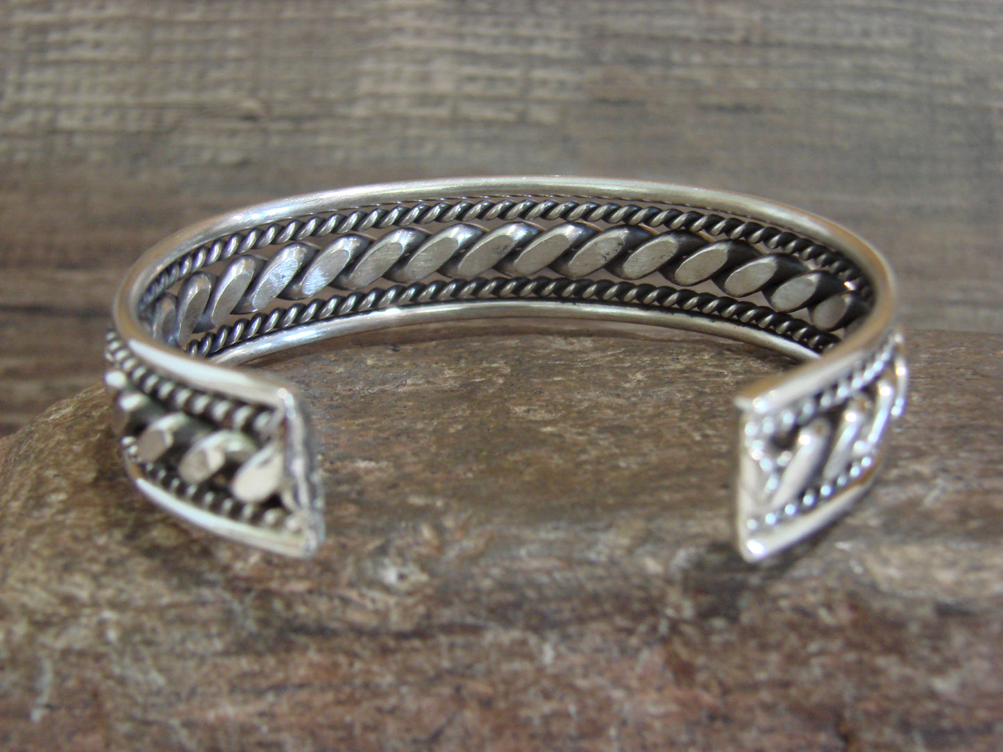 Native American Twisted Sterling Silver Bracelet Cuff by Tahe