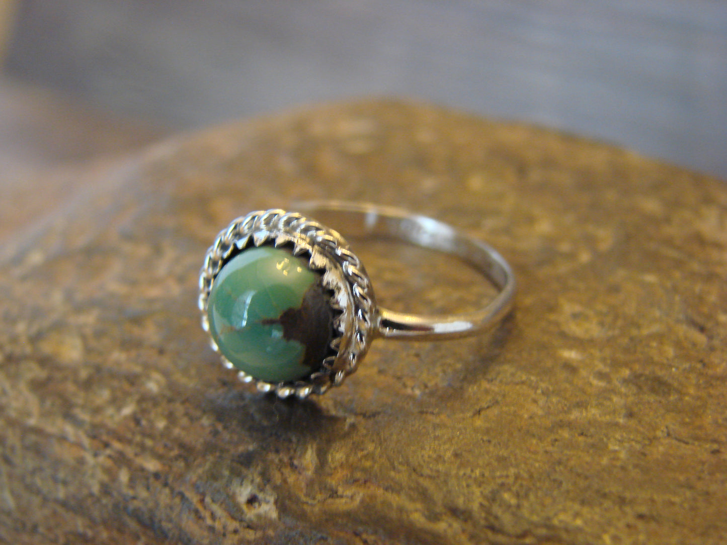 Native American Sterling Silver & Turquoise Ring by White - Size 6.5