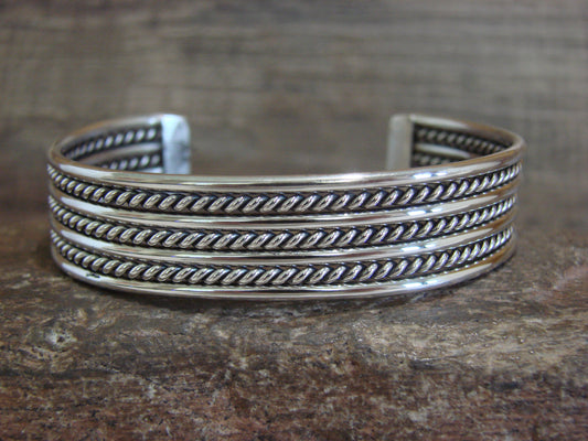 Native American Twisted Sterling Silver Bracelet Cuff by Tahe