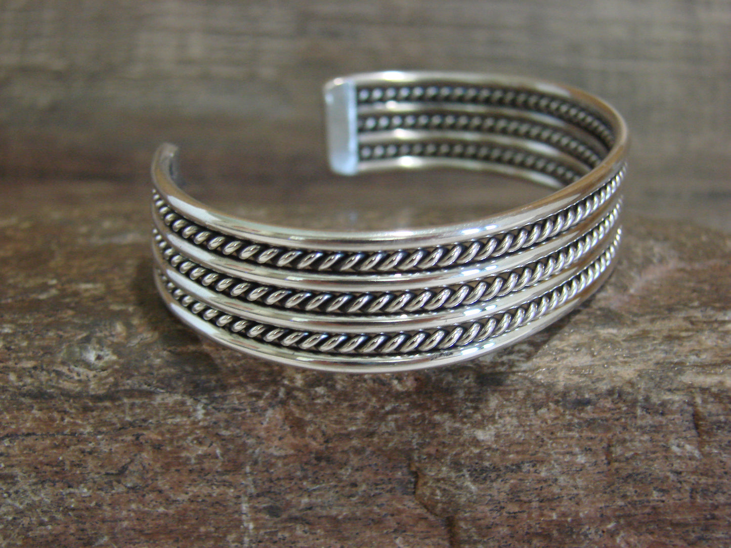 Native American Twisted Sterling Silver Bracelet Cuff by Tahe