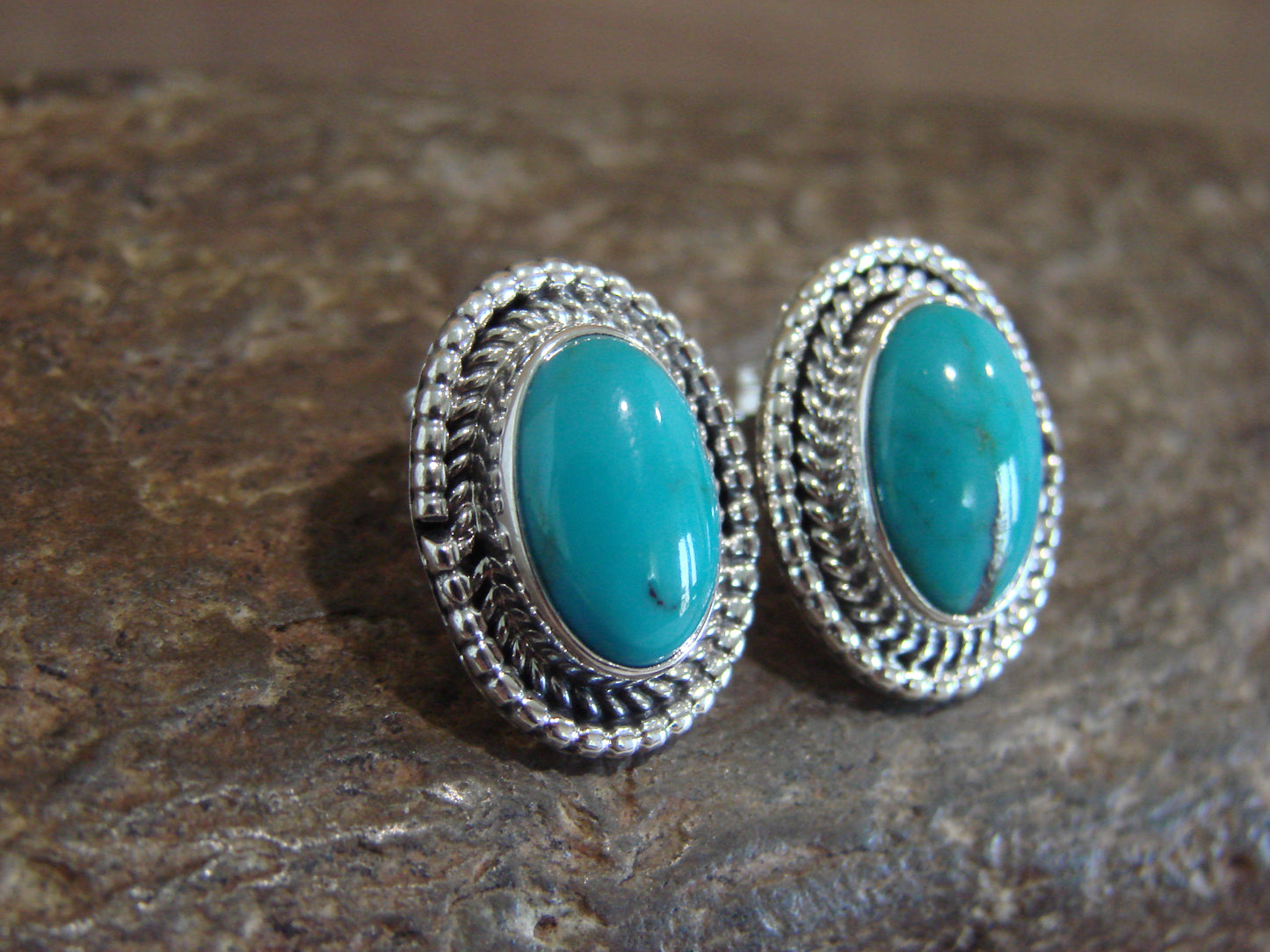 Native American Sterling Silver & Turquoise Post Earrings by Largo