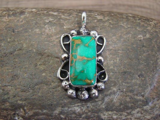 Native American Nickel Silver & Turquoise Howlite Pendant - Cleveland