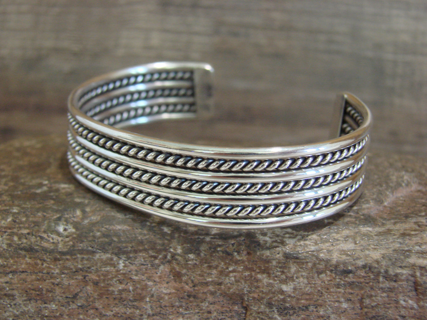 Native American Twisted Sterling Silver Bracelet Cuff by Tahe