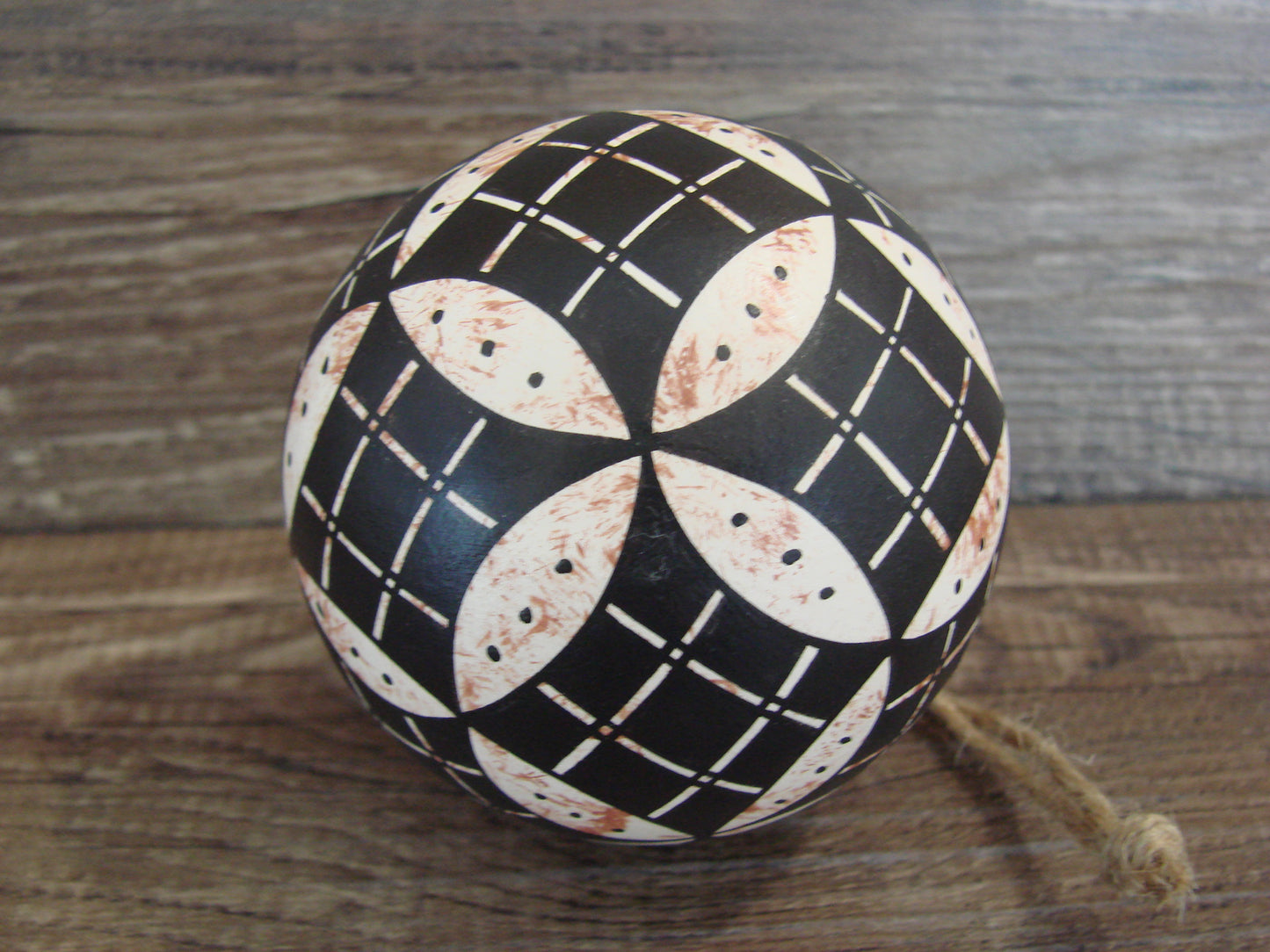 Native American Acoma Indian Hand Painted Fine Line Ornament by T. Sal