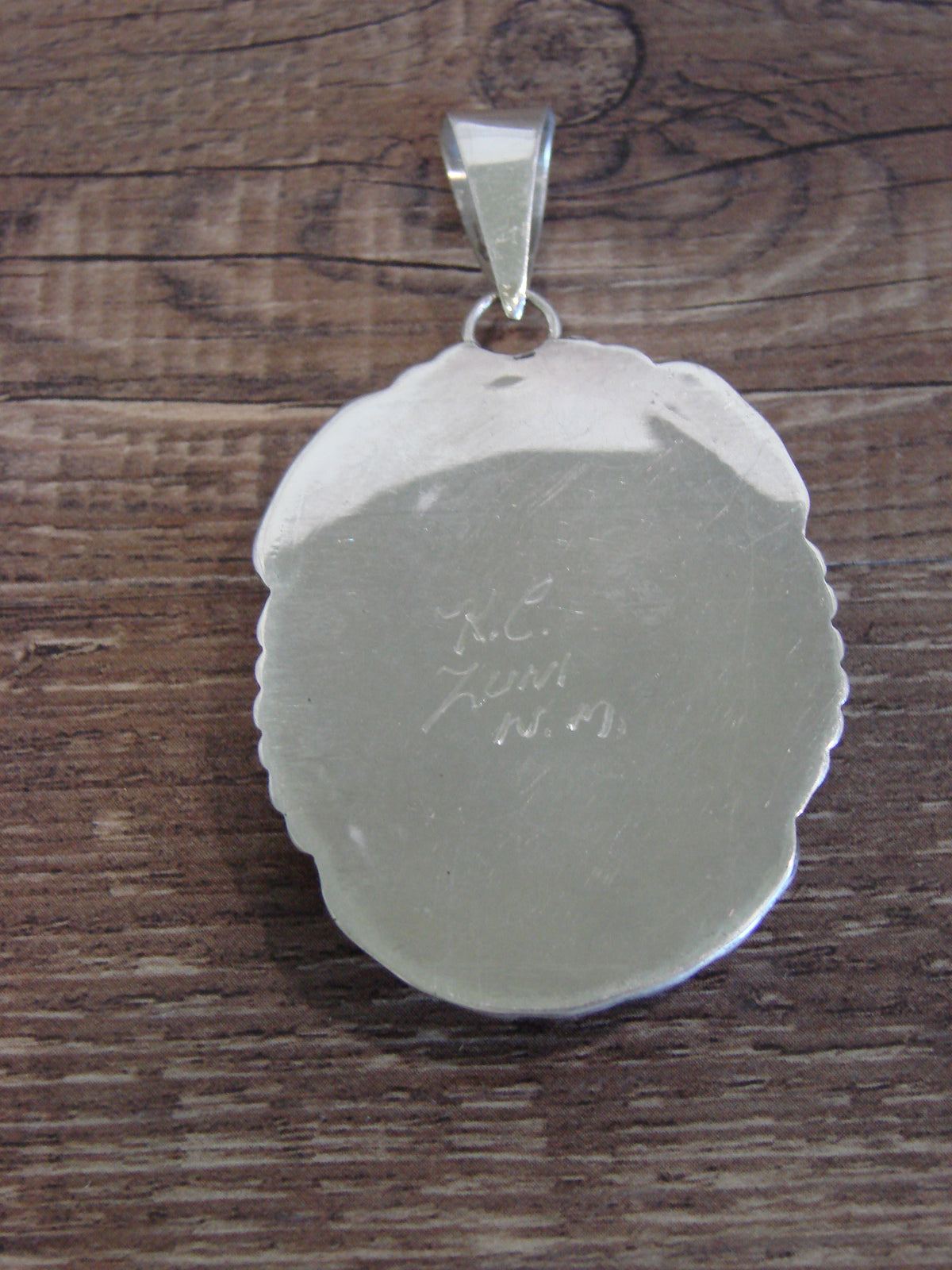 Native American Sterling Silver & Turquoise Pendant by Calavaza