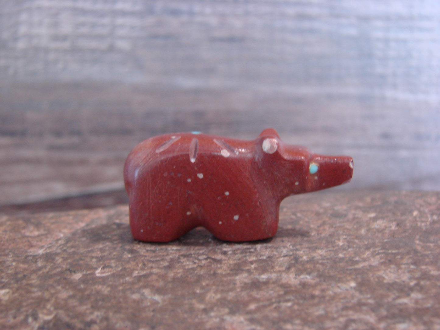 Native American Zuni Indian Hand Carved Pipestone Bear Fetish - B. Phillips
