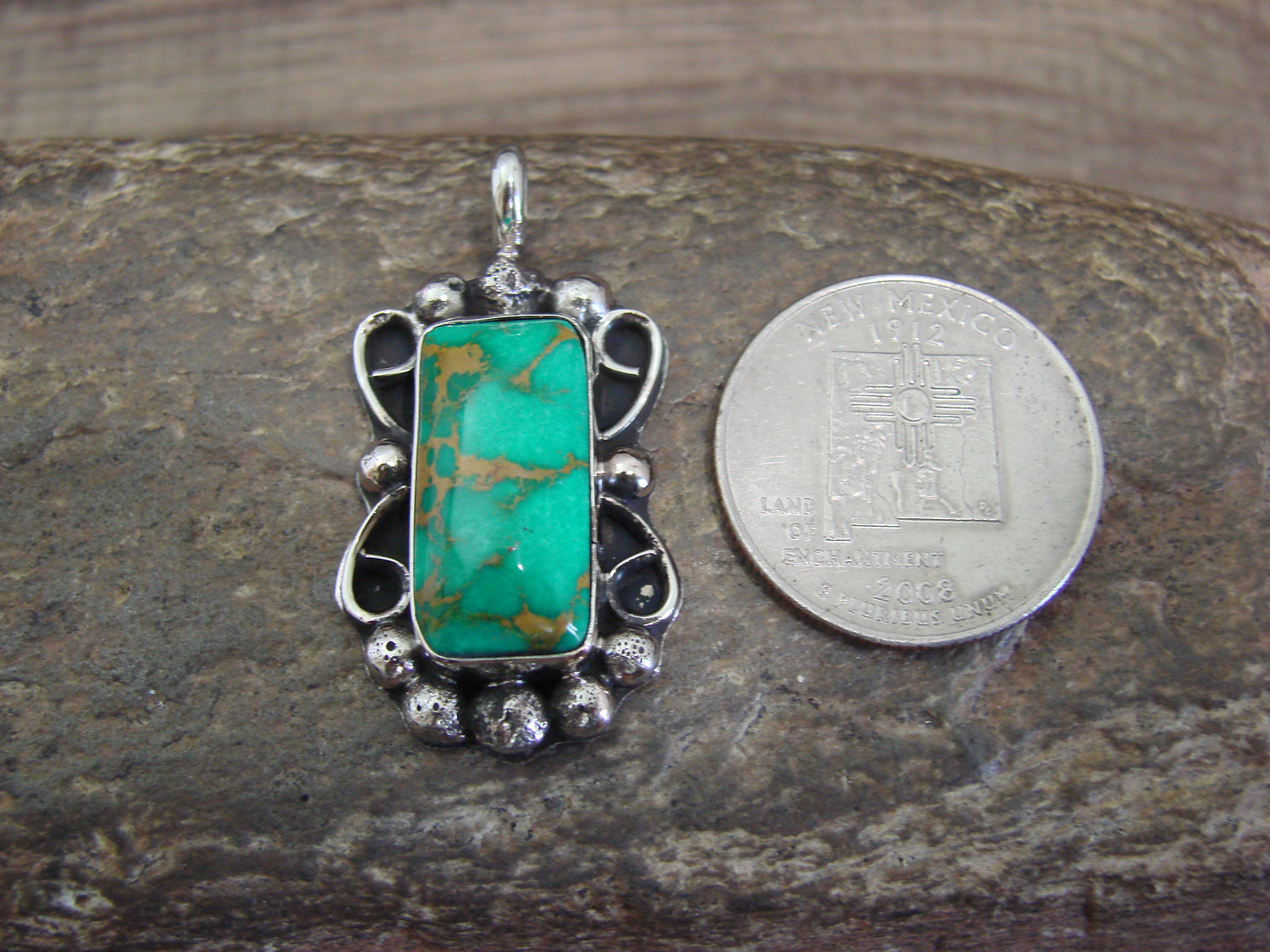 Native American Nickel Silver & Turquoise Howlite Pendant - Cleveland