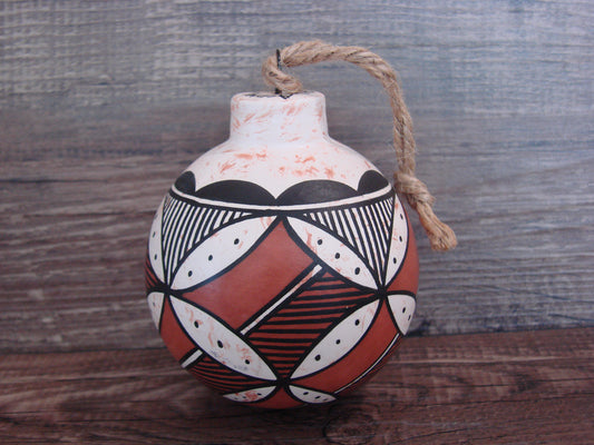 Native American Acoma Indian Hand Painted Fine Line Ornament by T. Sal