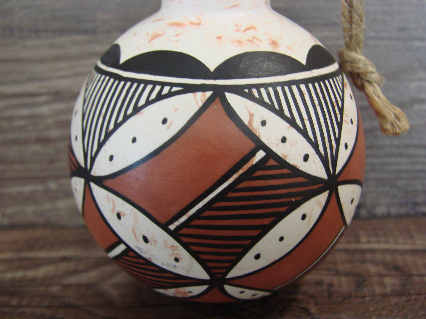 Native American Acoma Indian Hand Painted Fine Line Ornament by T. Sal