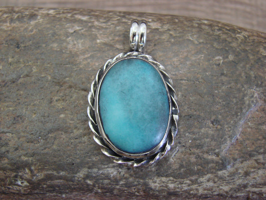 Native American Nickel Silver & Turquoise Howlite Pendant - Cleveland